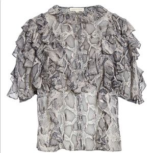 Rebecca Taylor Ruffled Snake Skin Blouse
